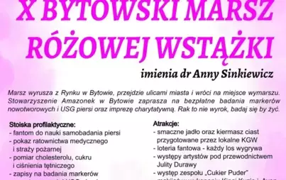 Bytów: X Marsz Różowej Wstążki