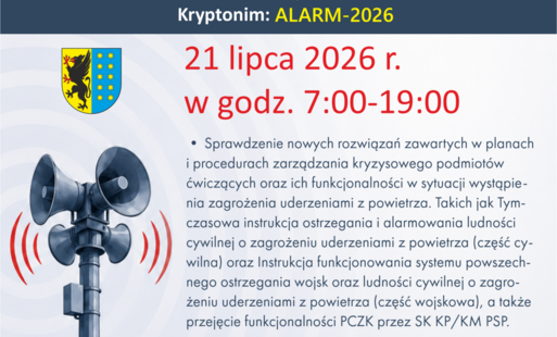 Zdjęcie do UWAGA! Trening systemu powiadamiania, ostrzegania i alarmowania ludności